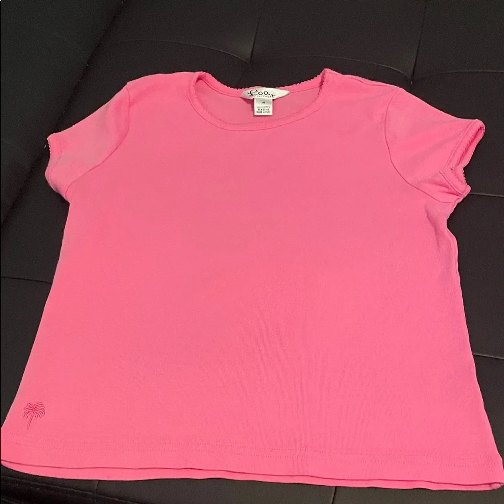 Lilly Pulitzer Two Tops Vibrant Pink Long Sleeve and short sleeve Tees size 14
